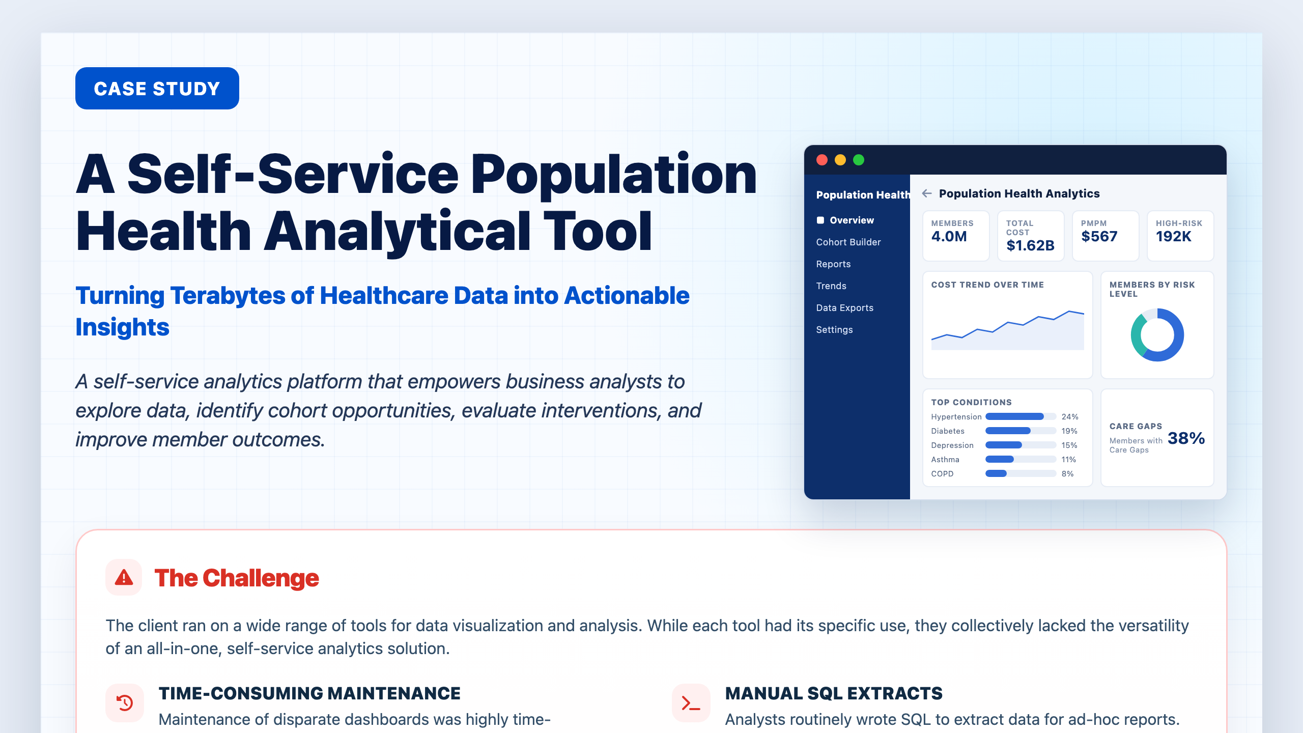 Population health analytics tool screenshot